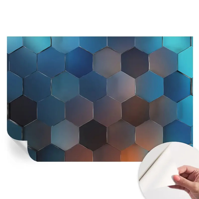 Fototapet autoadeziv pentru dormitor cu model hexagonal albastru Bestseller