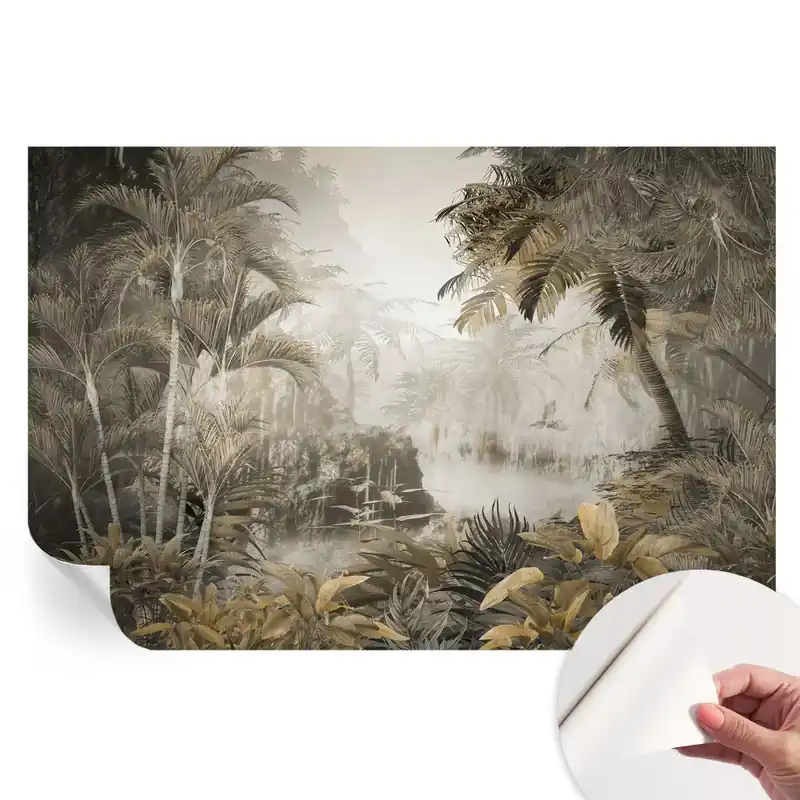 Fototapet modern pentru sufragerie cu model de pădure tropicală Reduceri