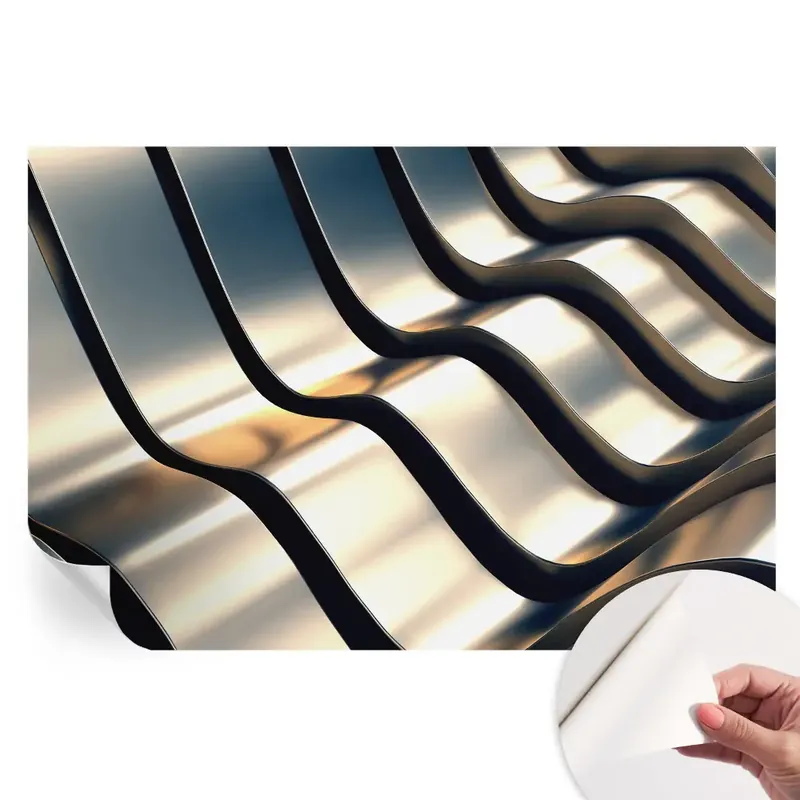 Fototapet autoadeziv pentru dormitor Valuri metalice Popular