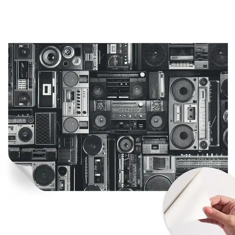 Plată sigură Tapet autoadeziv pentru camera de zi Radio retro
