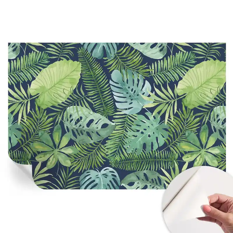 Tapet autoadeziv pentru camera de zi cu model de frunze tropicale Cel mai bun preț