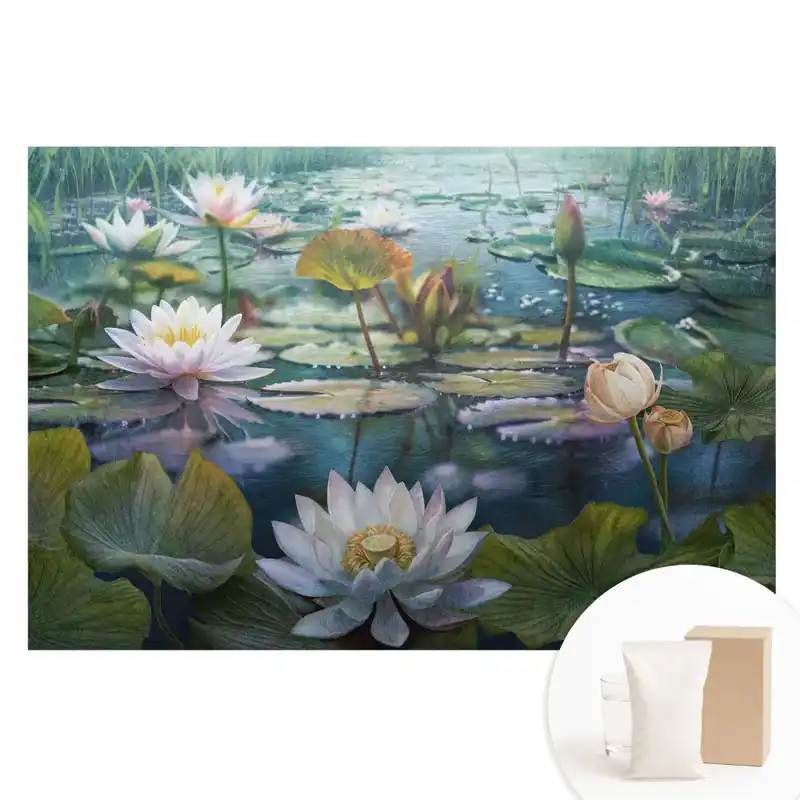 Fototapet din material nețesut cu reflexii în oglindă ale florilor de apă Reduceri