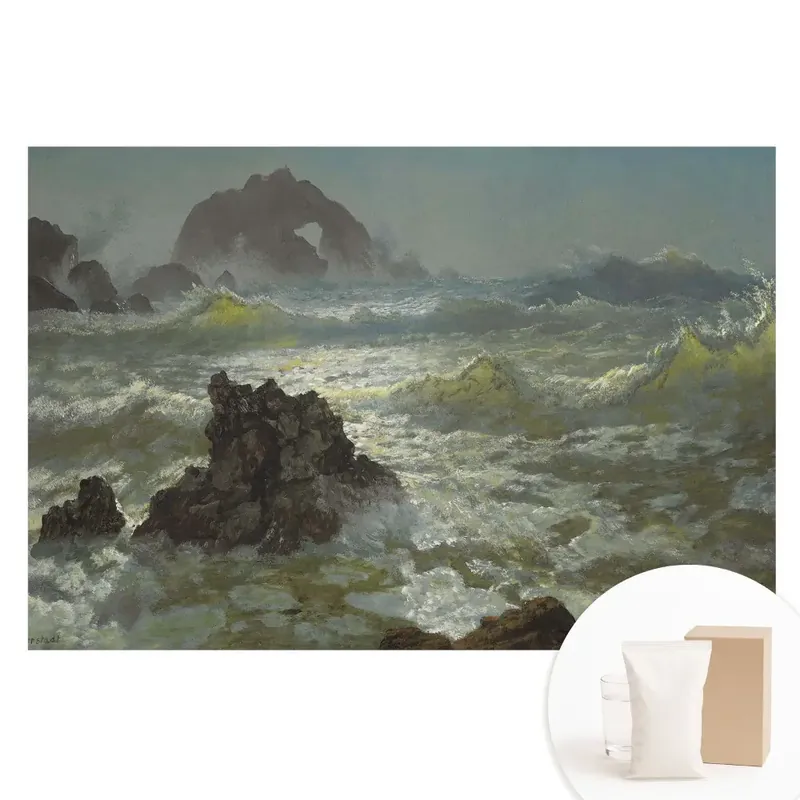 Reduceri Tapet fotorealist din material nețesut cu model valuri și pietre de mare