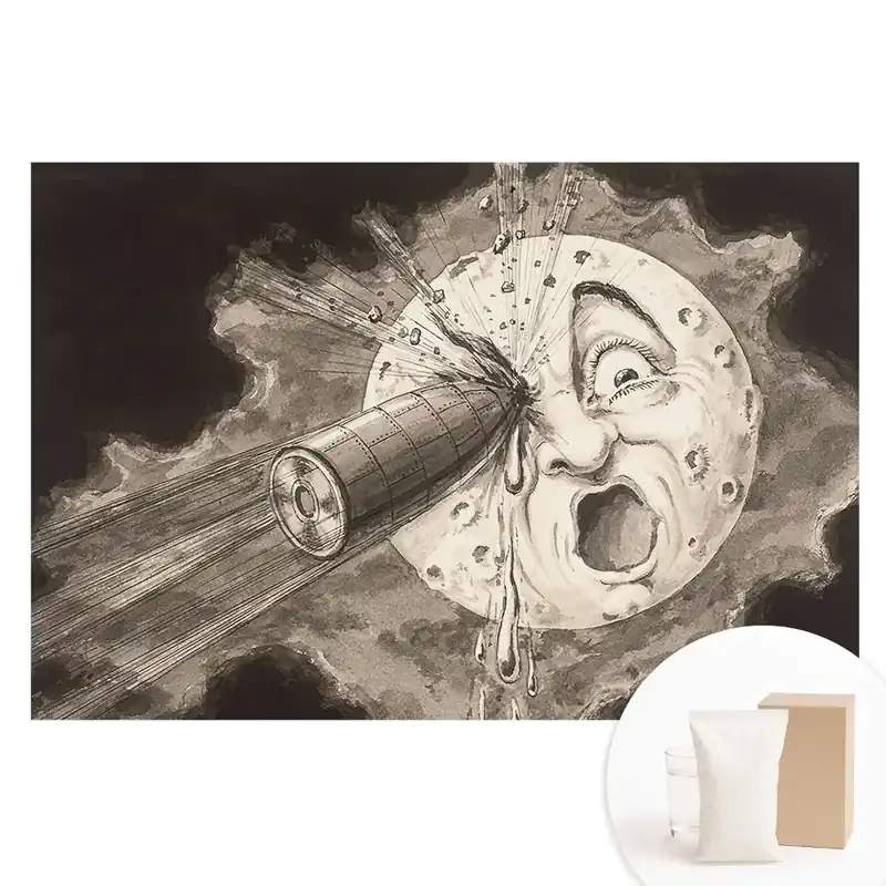 Promoție Tapet foto pentru perete Luna și obiectul metalic