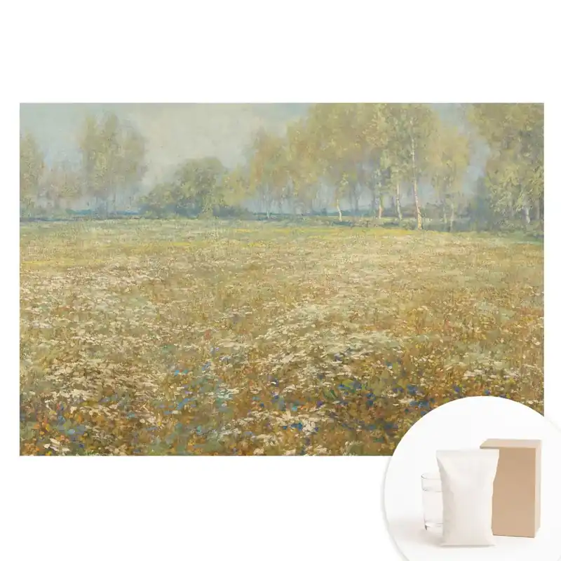 Tapet fotomural din material nețesut cu peisaj de flori lângă pădure Reducere extra