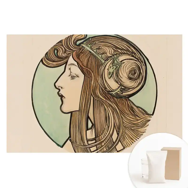 Plată sigură Tapet nețesut cu imprimeu Femeie elegantă în stil Art Nouveau în profil