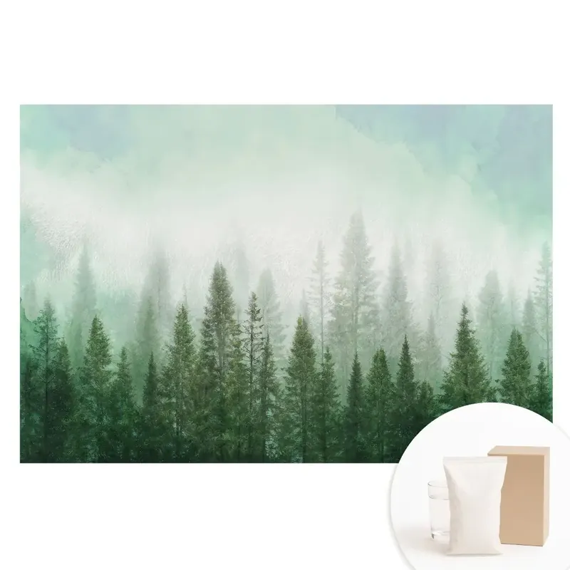 Nu rata Tapet foto pe material nețesut Peisaj forestier cu conturul unui lup