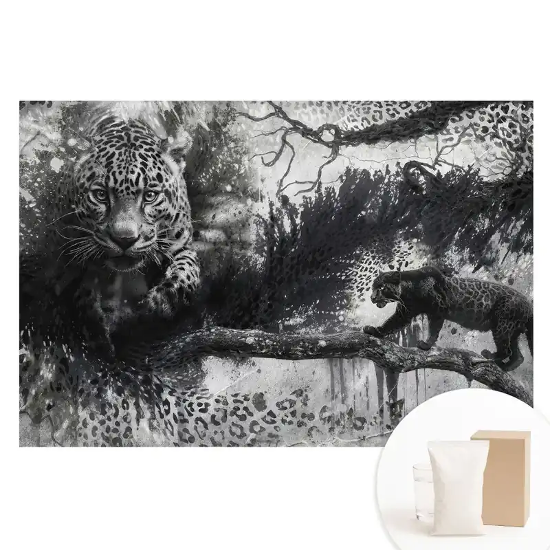 Tapet nețesut cu model artistic cu leoparzi în dispersie Cumpărături sigure