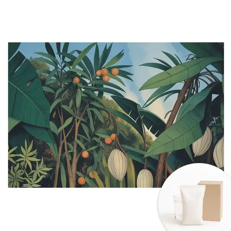 Cumpără acum Tapet nețesut cu model de frunze și fructe tropicale