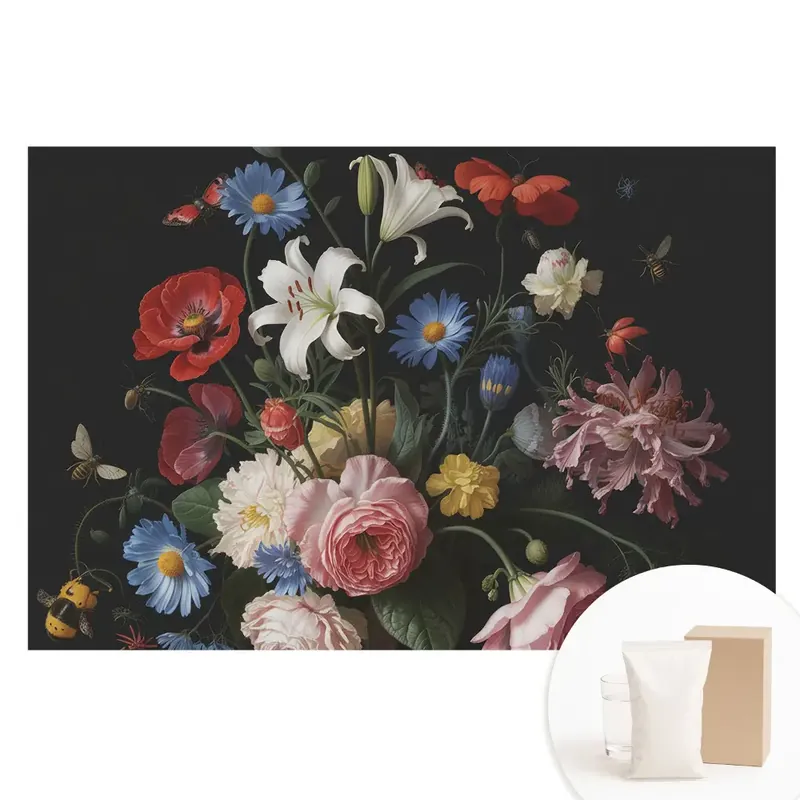 Reducere Tapet nețesut cu model buchet floral clasic și insecte