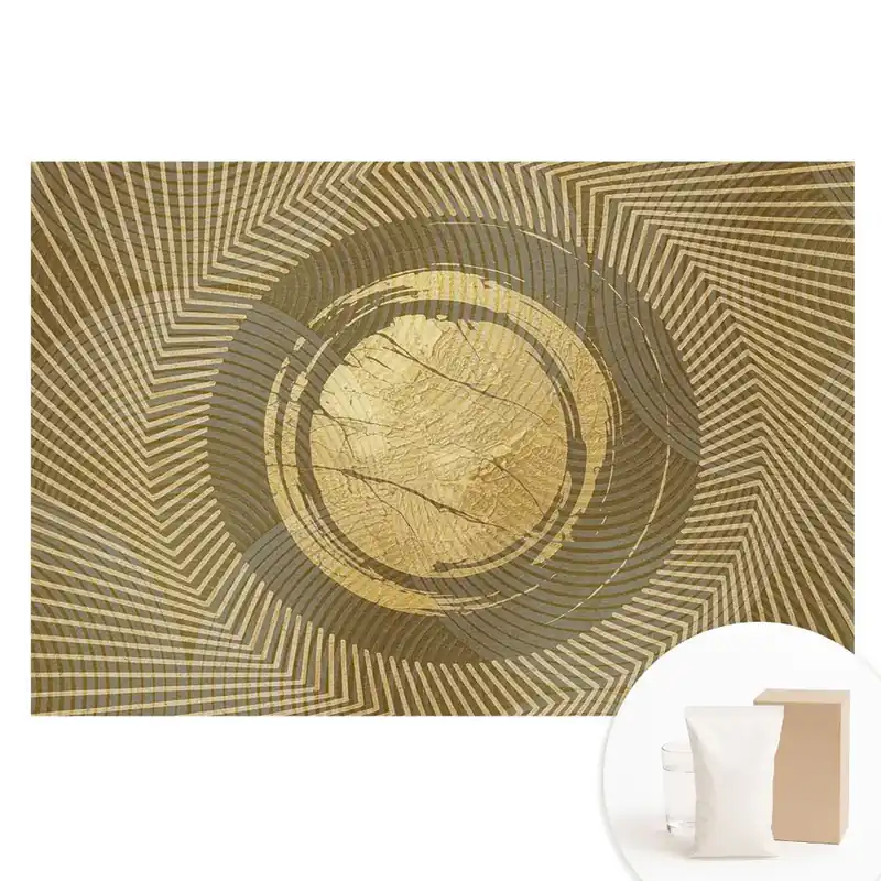 Ofertă specială Tapet foto pentru perete cu model de abstracție geometrică în nuanțe de galben
