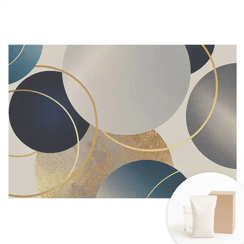 Vezi acum Tapet fotomural din material nețesut cu motive geometrice circulare în tonuri de gri și albastru