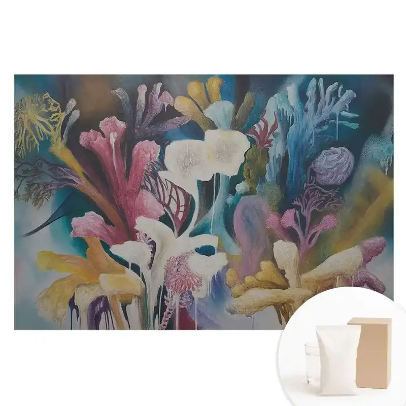 Ofertă de sezon Tapet foto mare pentru perete cu model abstract de flori și peisaj colorat