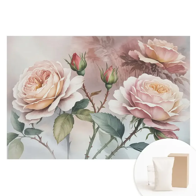 Tapet fototapet nețesut cu design reprezentând flori romantice în stil elegant și delicat Cumpărături sigure
