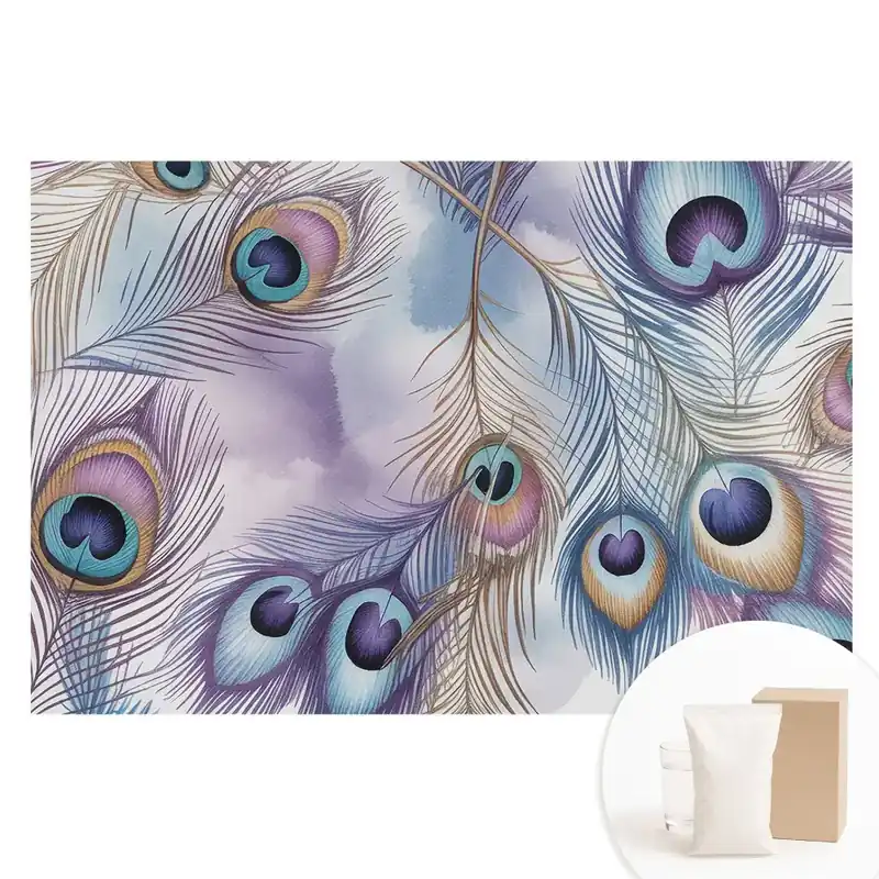 Tapet foto mare pentru perete Pene de păun abstracte pastelate Ultima șansă