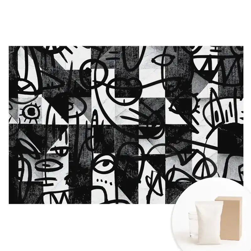 Tapet fotomural nețesut cu linii și forme abstracte Lichidare de stoc