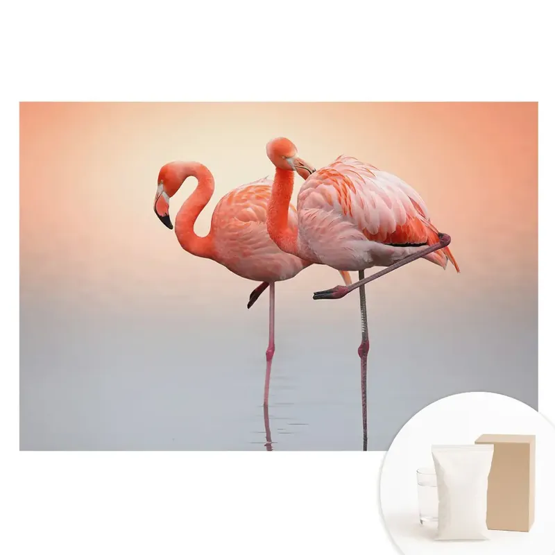 Calitate înaltă Tapet fotorealist nețesut cu model flamingo pe fundal pastel