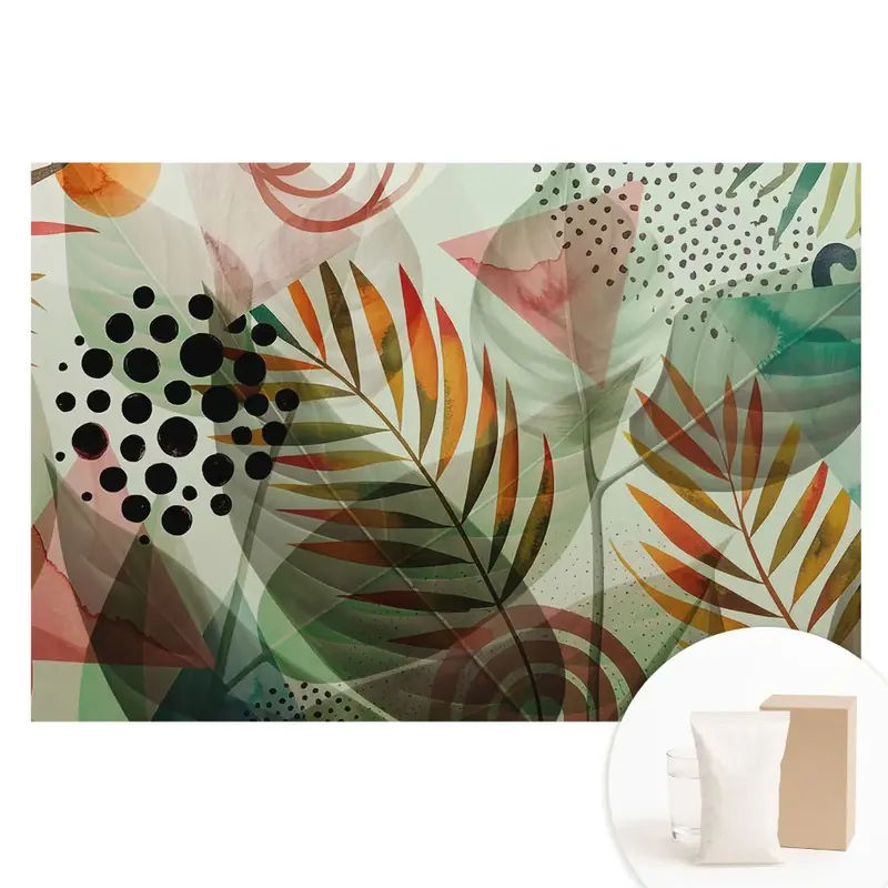 Discount Fototapet din material nețesut cu model geometric abstract și frunze