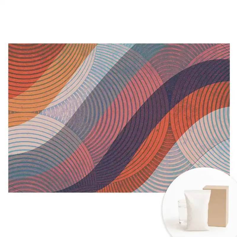 Cel mai bun preț Tapet foto pe material nețesut cu linii ondulate abstracte colorate