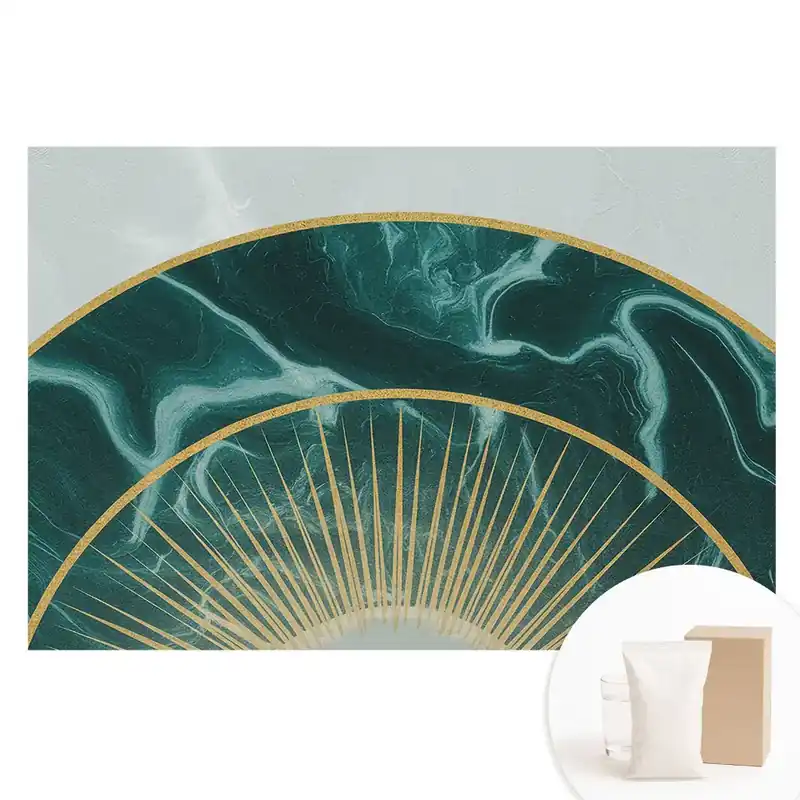 Tapet fotografic din material nețesut cu design semicerc de marmură verde Ofertă de sezon
