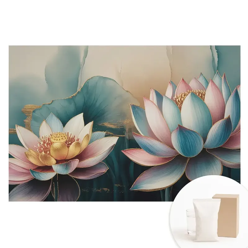 Reducere Tapet fotomural din material nețesut cu flori de lotus în stil abstract