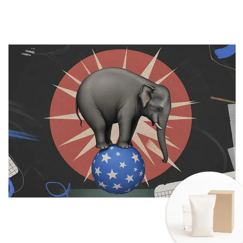 Bestseller Fototapet nețesut cu elefant în stil retro pe o minge