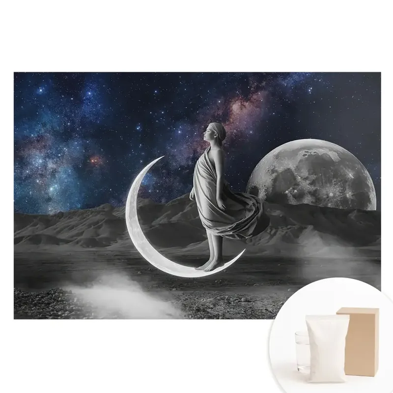 Tapet foto pe material nețesut Eleganță cosmică cu femeie mistică și lună Doar azi