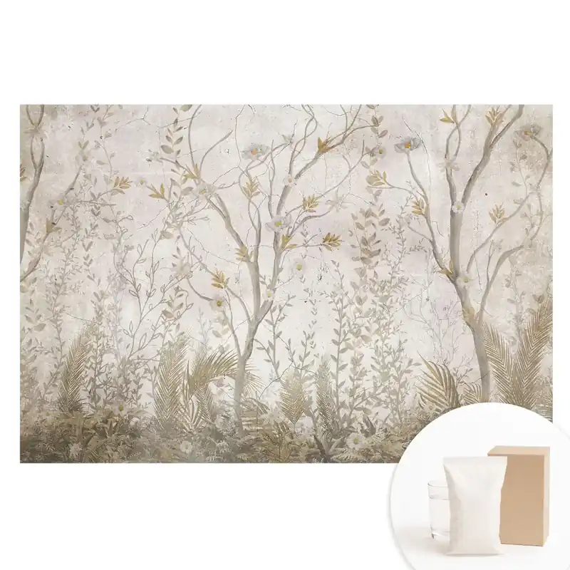 Fototapet din material nețesut cu grafică subtilă cu plante delicate Reducere