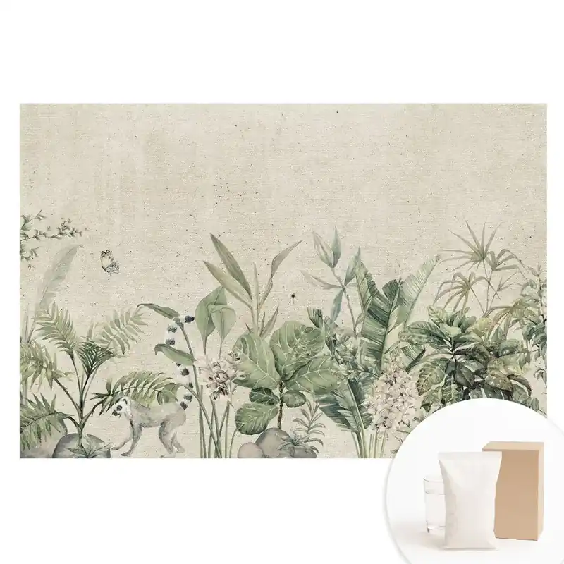 Tapet fotomural nețesut cu design de floră și faună exotică Ofertă specială