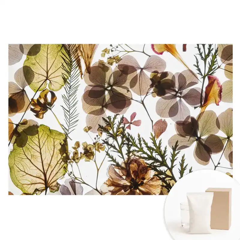 Ofertă de sezon Tapet fotomural din material nețesut cu design de frunze și flori uscate în stil boho