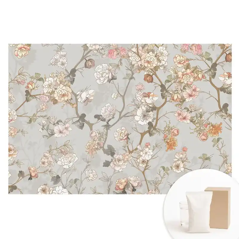 Tapet fotografic nețesut cu motiv floral pastelat clasic Preț mic