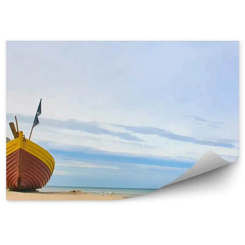 Fototapet perete Barcă De Pescuit Marea Baltică Plajă Cu Nisip Cer Nori Reducere extra