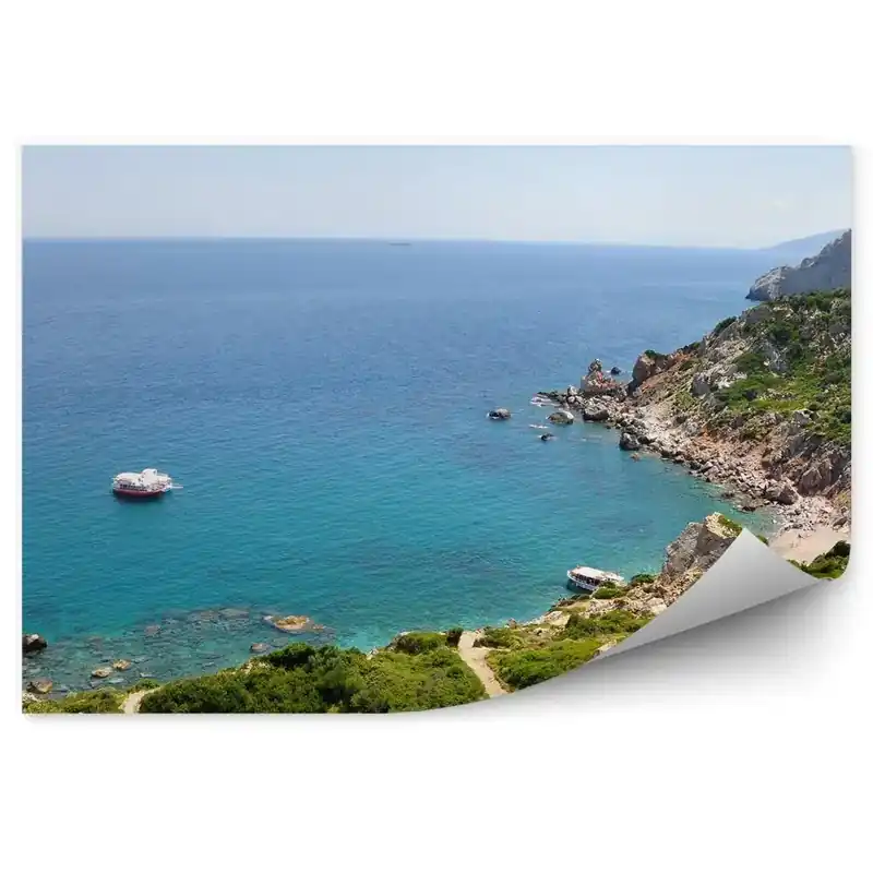 Reducere extra Fototapet pentru perete Peisaj Marin Munți Roci Cale Mare Iahturi Cer Nori