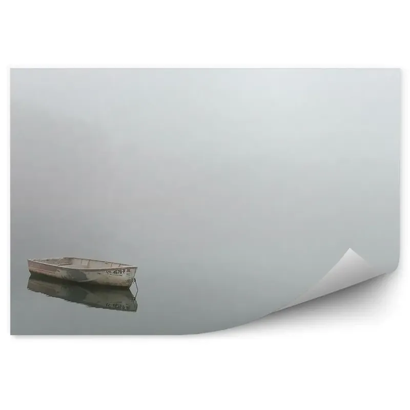 Cumpără online Fototapet vintage Barcă Apă Cer Copaci Ceață