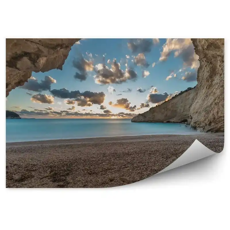 Reduceri Fototapet Porto Katsiki Plajă Apus De Soare Insula Lefkada Cer Nori