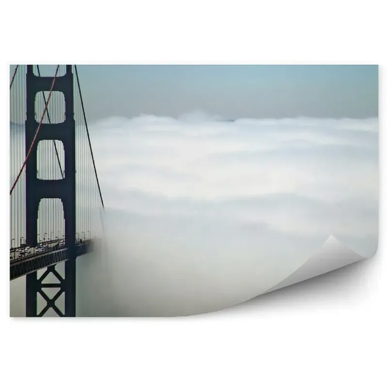 Popular Fototapet vintage Ceață Podul Golden Gate Mașini Ocean Munții San Francisco