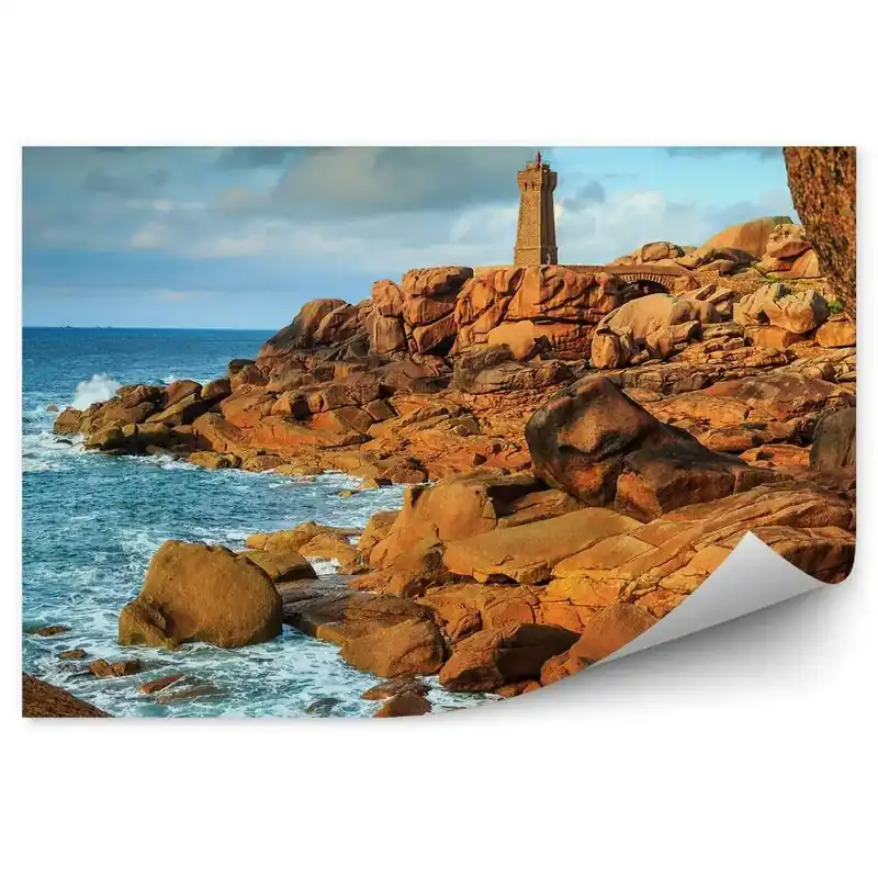 Decor fototapet Stânci Oceanul Atlantic Far Cer Nori Ieftin
