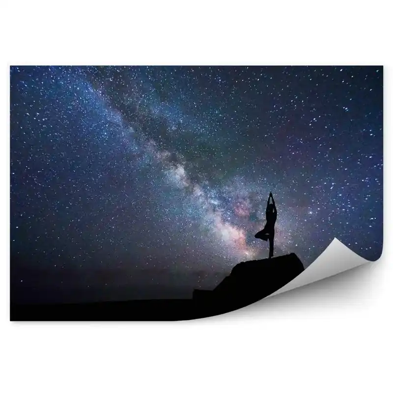 Disponibil imediat Fototapet vintage Yoga Construind Copaci Calea Lactee Stele Cer