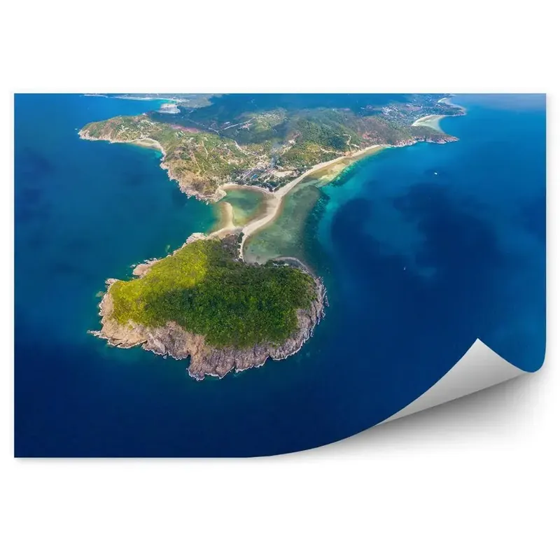 Plată sigură Fototapet vintage Vedere Aeriană Panoramică A Insulei Tropicale Koh Phangan Cerul Norii Oceanului