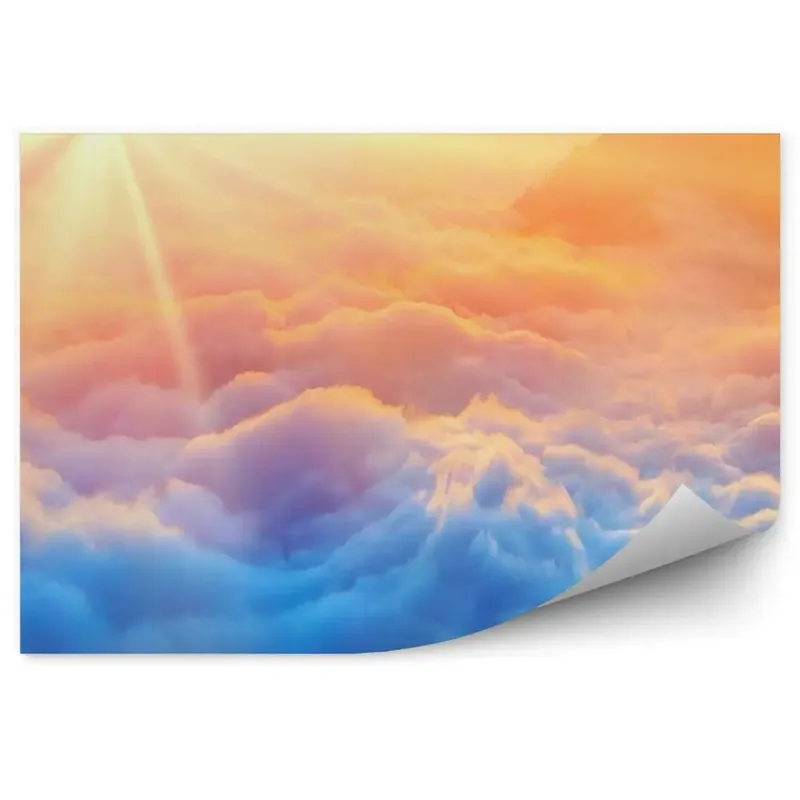 Reducere Fototapet vintage Cer Nori Apus Curcubeu