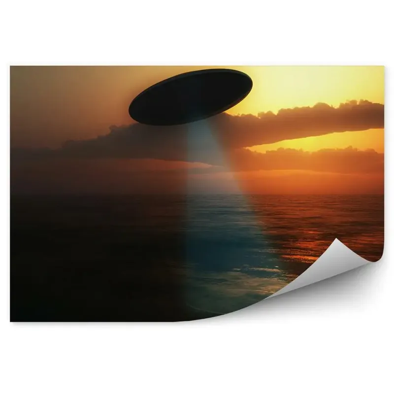 Cumpără acum Fototapet vintage Ozn Navă Spațială Lumină Mare Apus De Soare Nori