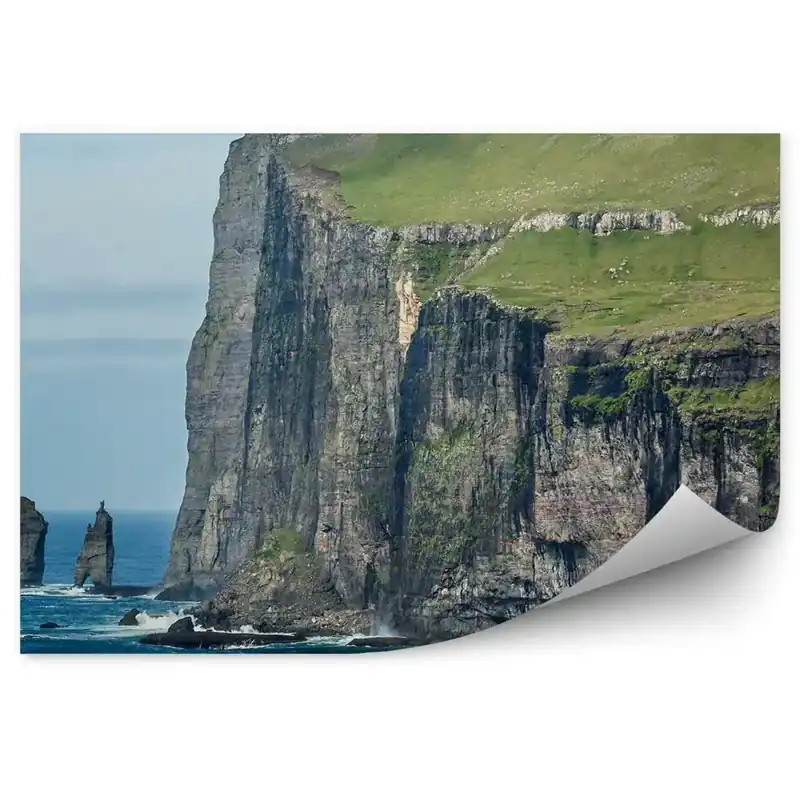 Decor fototapet Stânci Verzi Insulele Feroe Cer Ocean Nori Expediere rapidă