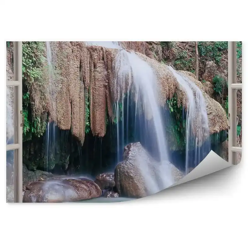 Bestseller Decor fototapet Fereastră cu vedere spre junglă și spre cascada Erewan