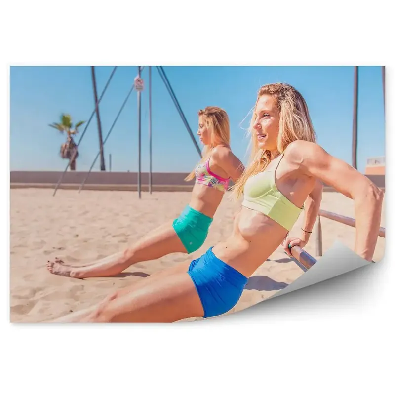 Decor fototapet Stretching sport plaja Los Angeles antrenament Preț promoțional