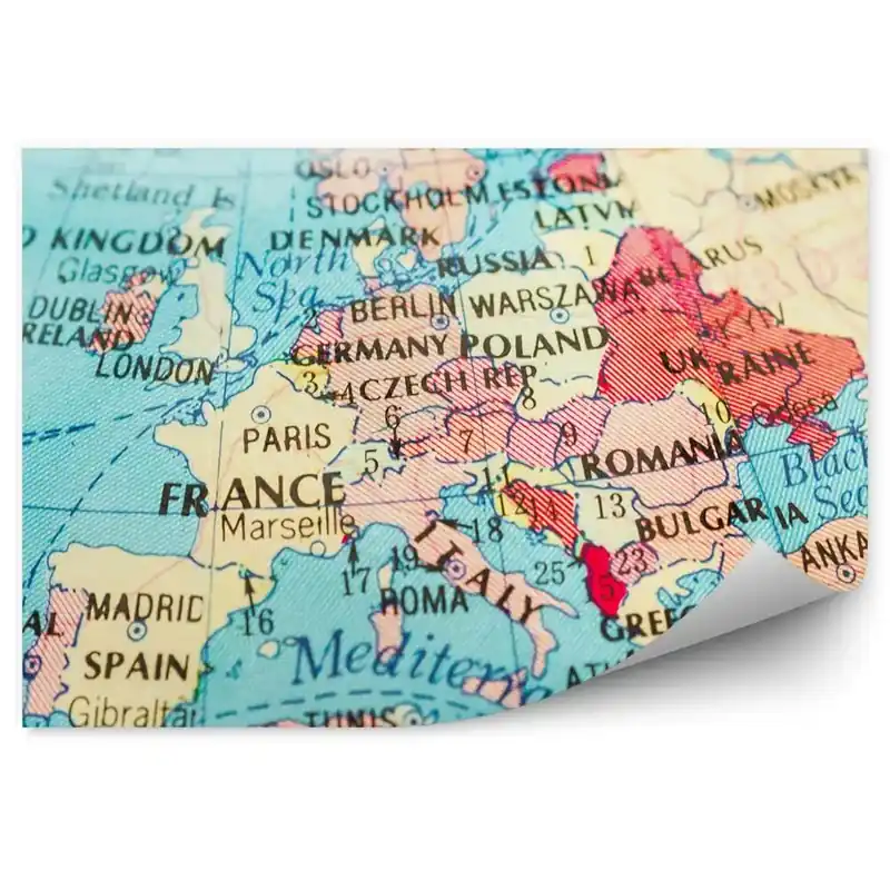 Fototapet perete Harta macro a Europei Plată securizată