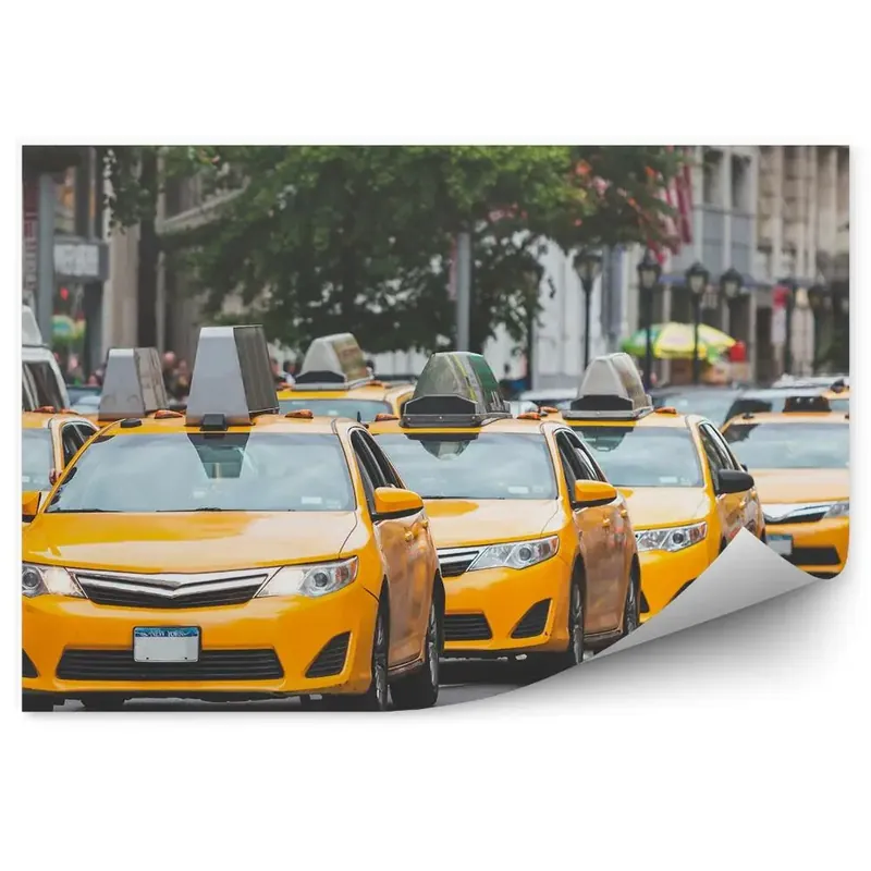 Ofertă exclusivă Fototapet vintage Taxiuri galbene tipice pe stradă