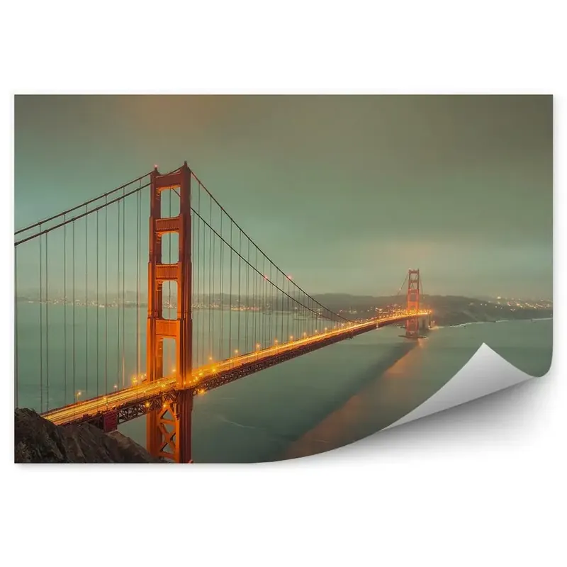 Reducere specială Fototapet pentru perete Golden Gate Bridge lumini de pod strălucește