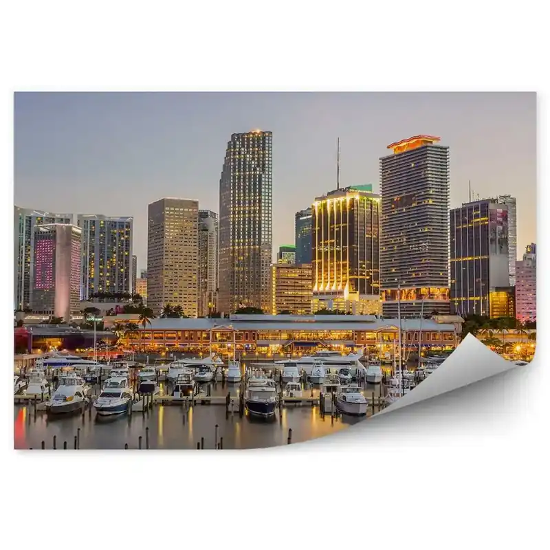 Disponibil imediat Decor fototapet Miami port bărci bărci oraș arhitectura orașului