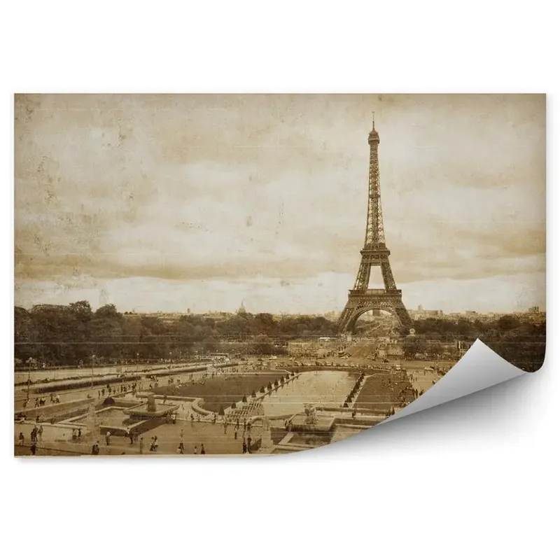 Mai ieftin Fototapet perete Carte poștală veche a Parisului vedere sepia a orașului