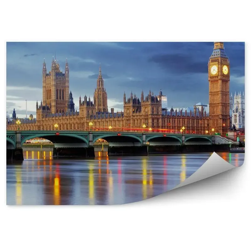 Fototapet pentru perete Crepuscul cer înnorat luminile cerului luminile orașului Big Ben Reducere de preț